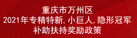 重庆市万州区2021年专精特新,小巨人,隐形冠军补助扶持奖励政策(图1)