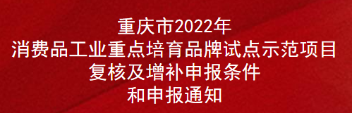 重庆市2022年消费品工业重点培育品牌试点示范项目复核及增补申报条件和申报通知(图1)