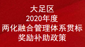 重庆市大足区2020年度两化融合管理体系贯标奖励项目申报条件及奖励补助政策(图1)