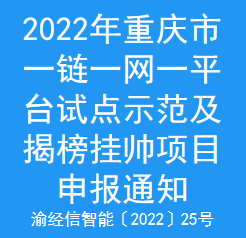 2022年重庆市一链一网一平台试点示范及揭榜挂帅项目申报通知(图1)